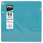 Pronappe paquet de 50 serviettes cocktail micro - gaufres ouate 2 plis - 20x20 cm - turquoise