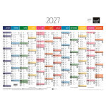 Quo vadis calendrier mural annuel 12 mois - verso carte routi�re europe - 55 x 40, 5 cm - 2027