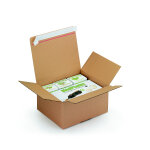 Raja caisse � montage instantan� et fermeture adh�sive en carton simple cannelure brun - l. 26 x l. 22 ...