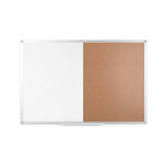 Mondoffice tableau bivalent acier blanc laqu et lige - surface magntique - cadre aluminium - l. 120 ...