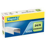 Rapid agrafes standard 24 / 6 pattes de 6 mm de long acier galvanis - bote de 1000