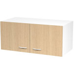 R�hausse d'armoire eminence - h. 40 x l. 90 cm - surmeuble blanc - 2 portes ch�ne