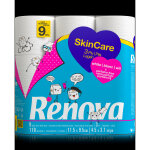 Renova papier toilette skincare triple paisseur rouleau de 110 feuilles blanc - lot de 9 rouleaux