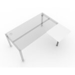 Retour 60x50 plateau blanc pieds aluminium Retour 60x50 plateau blanc pieds aluminium