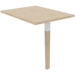 Retour de bureau burocolor a - l. 80 x p. 60 cm - plateau chne - pieds bois / blanc