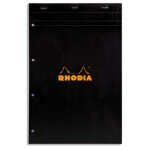 Rhodia bloc n°20 agrafé 160 pages perforées 80g 5x5 21x31, 8cm couverture carte enduite noire Rhodia bloc n°20 agrafé 160 pages perforées 80g 5x5 21x31, 8cm couverture carte enduite noire