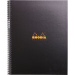 Rhodia cahier spirale couverture noire carte 22, 5x29, 7cm 160 pages 5x5 perfores 4 trous