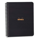 Rhodia cahier spirale couverture noire pp 16x21cm 160 pages ligne 6mm perfores 4 trous