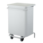 Rossignol poubelle � p�dale mobile collecroule car�ne, 70 litres - blanc