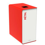 Rossignol poubelle de tri slectif cubatri mtal - 65l - rouge corps blanc