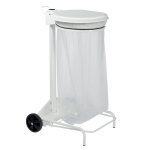 Rossignol support sac poubelle 2 roues  pdale rossignol collecroule avec couvercle blanc 110 l
