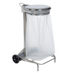 Rossignol support sac poubelle 2 roues  pdale rossignol collecroule avec couvercle inox 110 l