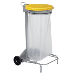 Rossignol support sac poubelle 2 roues  pdale rossignol collecroule avec couvercle jaune 110 l