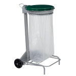 Rossignol support sac poubelle 2 roues  pdale rossignol collecroule avec couvercle vert 110 l