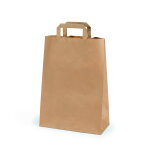 Sac kraft à poignées plates l. 22 x h. 28 x soufflet 10 cm - brun - lot de 250 Sac kraft à poignées plates l. 22 x h. 28 x soufflet 10 cm - brun - lot de 250