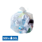 Sacs poubelle déchets légers 1er prix translucides 30 l, lot de 500 Sacs poubelle déchets légers 1er prix translucides 30 l, lot de 500