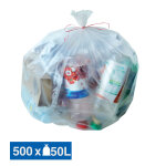Sacs poubelle d�chets l�gers 1er prix translucides 50 l, lot de 500