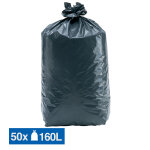 Sacs poubelle déchets lourds tradition qualité super épaisse gris 160 l, lot de 50 Sacs poubelle déchets lourds tradition qualité super épaisse gris 160 l, lot de 50