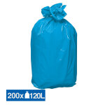 Sacs poubelle d�chets lourds tri s�lectif bleus 120 l, lot de 200