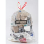 Sac poubelle transparent recycl 50l - sac  dchets alfapacavec lien coulissant - lot de 390