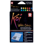 Sakura peinture aquarelle koi water colors sketch box 12