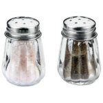 Sali�re et poivri�re, verre / inox, set de 2