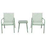 Salon de jardin cancun - 2 fauteuils et 1 table verre - couleur vert
