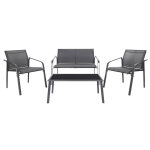 Salon de jardin rimini - 3 assises et 1 tables - gris