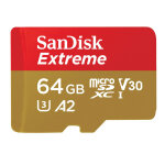 Sandisk carte mmoire microsdxc extreme class 10 a2 v30 170 / 80mb / s avec adaptateur sd - 64gb