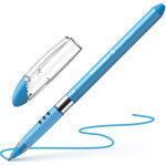 Schneider stylo bille slider basic xb capuchon, pointe large, corps triangulaire, encre bleu clair