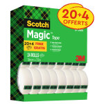 Scotch magic tape ruban adh�sif invisible 19 mm x 33 m (lot de 20 + 4 offerts)