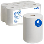 Scott slimroll essuie - mains blanc simple épaisseur rouleau distributeur - 6657 - lot de 6 bobines 165 ... Scott slimroll essuie - mains blanc simple épaisseur rouleau distributeur - 6657 - lot de 6 bobines 165 ...