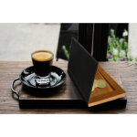 Securit pochette pour additions wood, en cuir et bois, noir