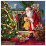 Serviette � motif de no�l 'down the chimney'