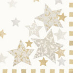 Serviette � motif de no�l 'stardust', cr�me