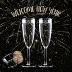 Serviette � motif r�veillon 'welcome new year'