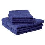 Serviettes de toilette coton bleues 50 x 90 cm, lot de 6