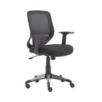 Sige de bureau kontact maille tissu noir hauteur rglable - accoudoir dossier roulettes pied chrom