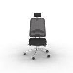 Chaise de bureau ergonomique tarah avec appui - t�te - blanc pi�tement alu - maille filet / tissu noir ...