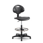 Si�ge dessinateur haut en polyur�thane sur patins - hauteur r�glable - avec dossier et repose - pieds ...