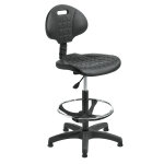 Sige de dessinateur en polyurthane noir hauteur rglable patins dossier repose - pieds chroms