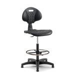 Si�ge haut dessinateur polyur�thane noir hauteur r�glable - dossier + repose - pied
