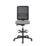 Sige haut work up office dossier maille noir / assise tissu m1 gris - dossier repose - pieds roulettes ...
