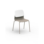 Sokoa chaise collectivit� klik en polypropyl�ne - pieds m�tal - taupe / blanc