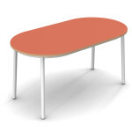 Sokoa table de restauration ovale klik h. 74 cm - plateau corail - pieds blanc Sokoa table de restauration ovale klik h. 74 cm - plateau corail - pieds blanc