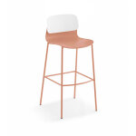 Sokoa tabouret haut de collectivit� klik en polypropyl�ne - pieds m�tal - corail / blanc