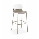 Sokoa tabouret haut de collectivit� klik en polypropyl�ne - pieds m�tal - taupe / blanc