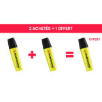 Stabilo boss original surligneur pointe biseaut�e 2 et 5 mm - jaune fluo - offre 2 achet�s = 1 offert ...