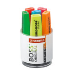 Stabilo boss original surligneur pointe biseaute 2 et 5 mm - pot de 6 coloris assorti fluo