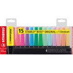 Stabilo boss original - surligneur pointe biseaute 2 et 5 mm - set de bureau de 15 coloris assortis ...